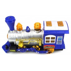 Blue Steam Train Locomotive Engine Car Bubble Blowing Bump & Go Battery Operated Toy Train w/ Lights & Sounds (Blue)   564742817